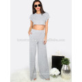 Crop Top With Pocket Wide-Leg Pants Manufacture Wholesale Fashion Women Apparel (TA4022SS)